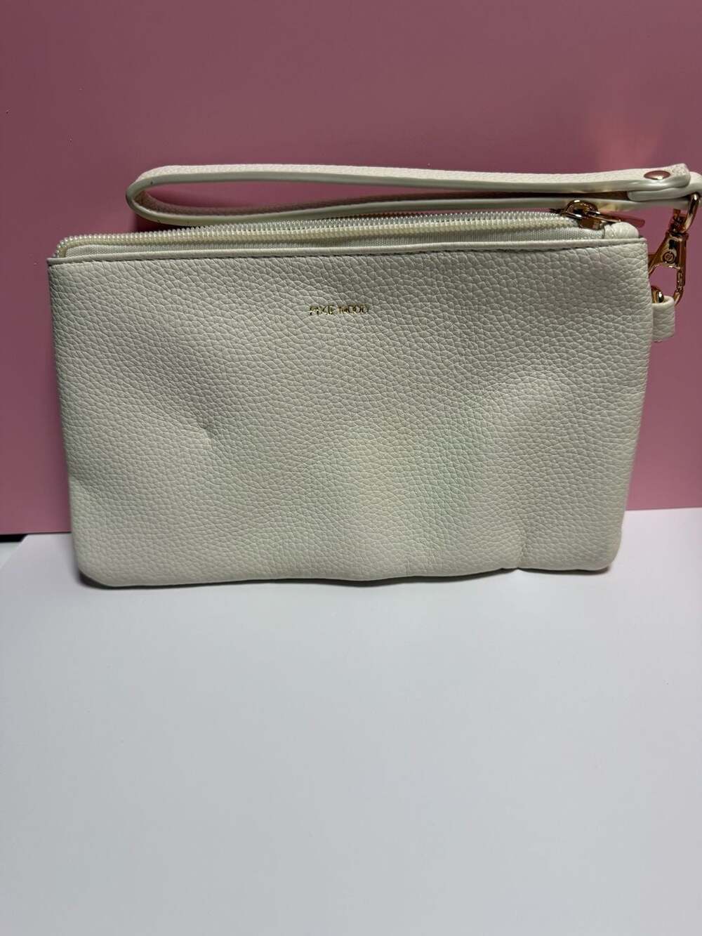 Pixie Mood White Vegan Leather Double Zip Wristlet